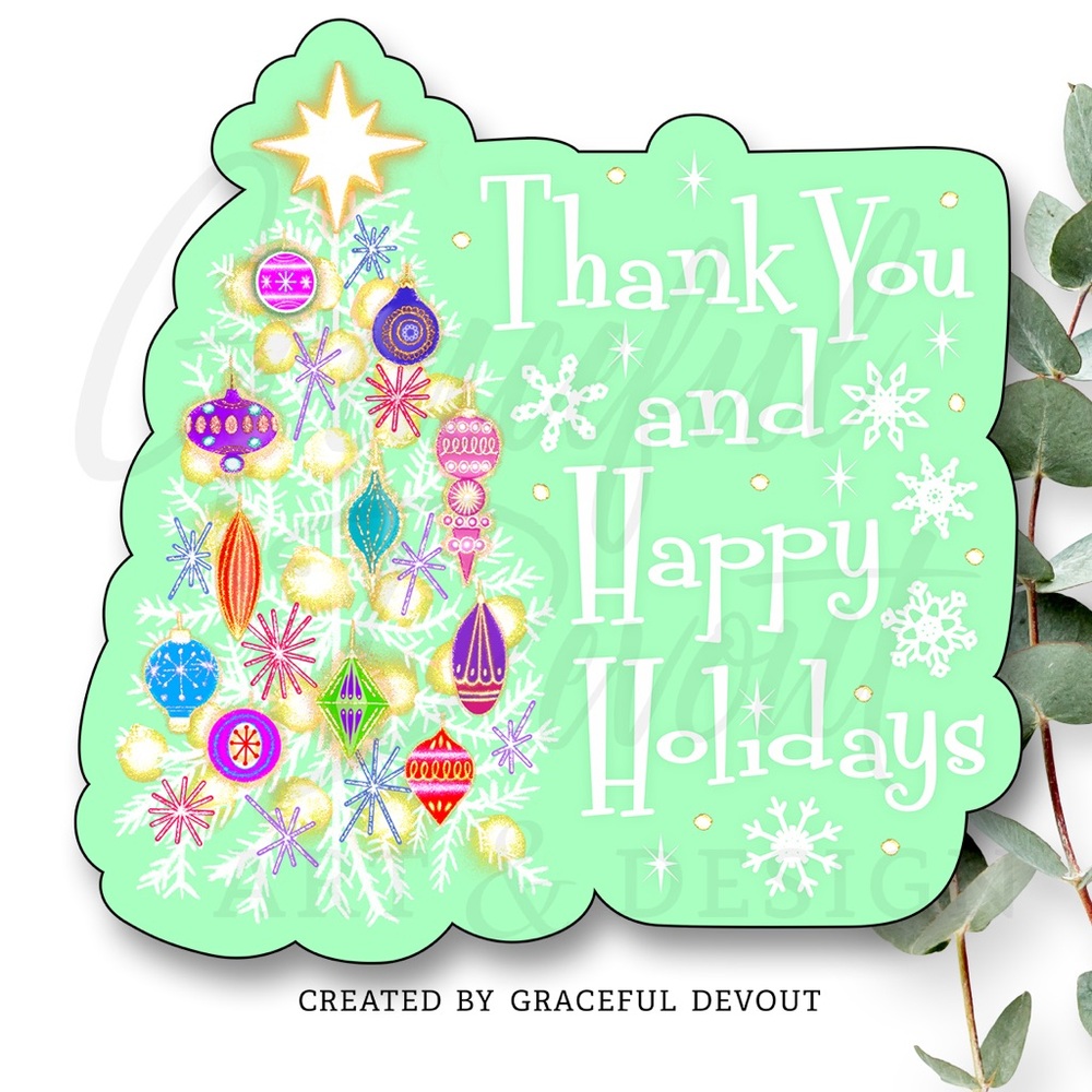 Thank You And Happy Holidays -2" (inches) (96ct.) Stickers